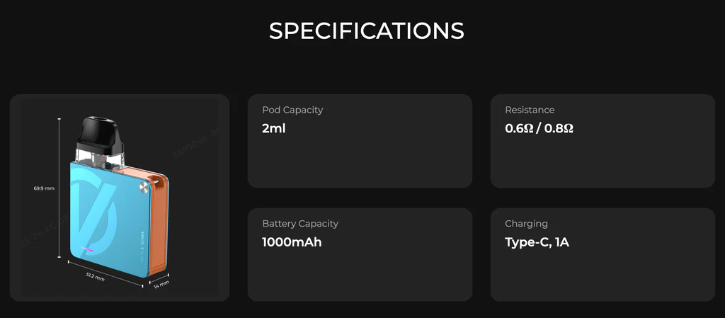 Vaporesso Xros 3 Nano Specifications