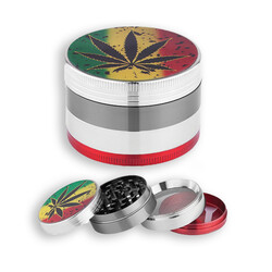 Rasta Leaf Grinder 4 Piece Aluminum 50MM - image 3 | Vape King
