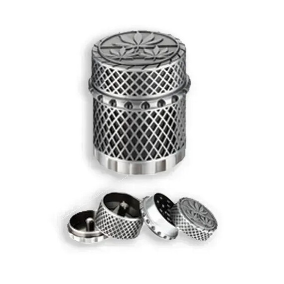 Antique Silver Grinder 4 Piece Aluminum 45MM - image 1 | Vape King