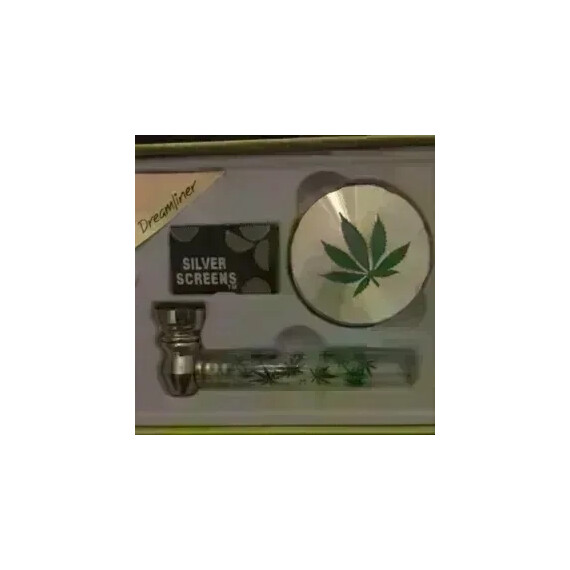 Weed Leaf Glass Pipe Set + Grinder - image 1 | Vape King