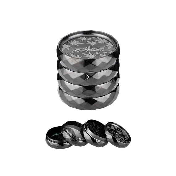 4 Piece Superheroes Grinder (Black) - image 1 | Vape King