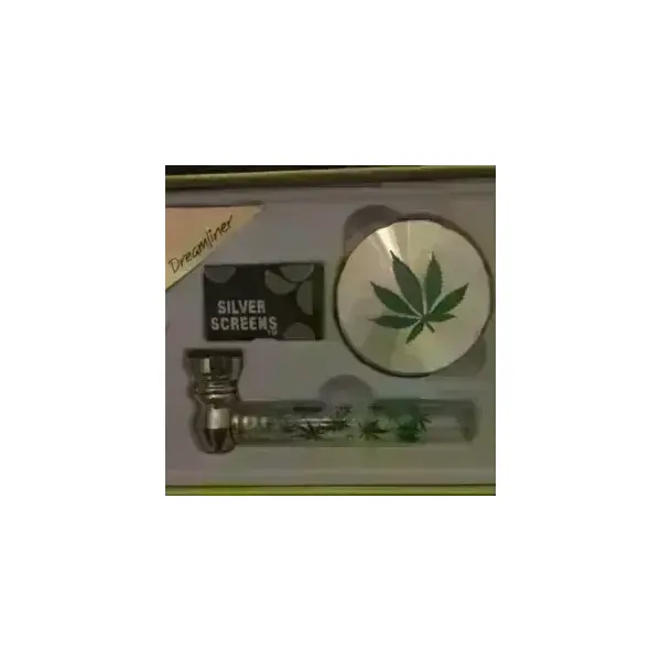 Weed Leaf Glass Pipe Set + Grinder - image 1 | Vape King