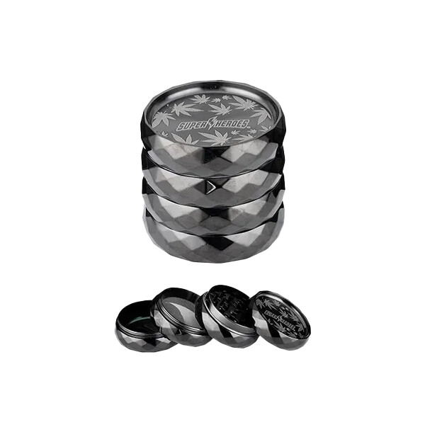 4 Piece Superheroes Grinder (Black) - image 1 | Vape King